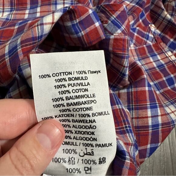 Ben Sherman Canclini Red Blue & White Plaid Button Down Shirt Size L - Picture 6 of 9